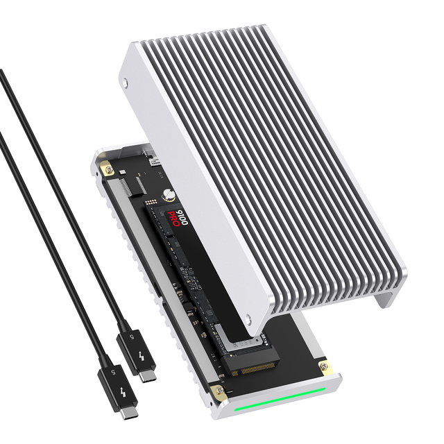 80Gbps M.2 NVMe SSD Enclosure Fanless Compatible with Thunderbolt5/USB4, Support B+M Key/M-Key NVMe 2280 External Hdd Enclosure