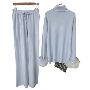 2025 nuovo <span class=keywords><strong>e</strong></span> Casual polsino in pelliccia di volpe dimagrante <span class=keywords><strong>e</strong></span> Versatile collo alto autunno inverno lavorato a maglia Set in due pezzi per le donne comode <span class=keywords><strong>e</strong></span> sciolte - Product Image 5