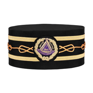 Gorra Purple Lodge Crown Negra con Parche Bordado a Mano, Dos Trenzas, Cinturón Ajustable, Hecha en Pakistán, Sombrero de Corona para Exteriores, Playa y Ceremonias - Product Image 4