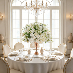 New Artificial Wedding Table Floral ball Arrangements Decoration Silk White Green Rose Flower Ball Wedding Centerpieces - Product Image 1