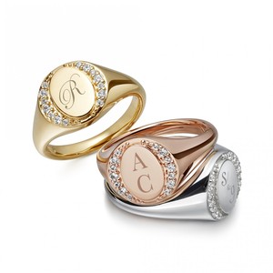 Custom Gold Oval Signet <strong>Ring</strong> Personalized logo <strong>Initials</strong> <strong>Rings</strong> for Men and Women - Product Image 1