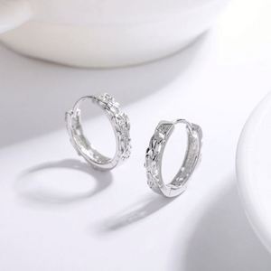 925 Sterling Silver Hoop <b>Earrings</b> Punk Rock Style Women Men High Huggies Natural Stone Quality Hiphop <b>Ear</b> Jewelry - Product Image 5