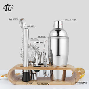 Offre Spéciale 10 pièces accessoires de bar kit de barman ensemble de shaker à cocktail en acier inoxydable avec support en <span class=keywords><strong>bambou</strong></span> - Product Image 4