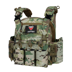 Gilet tactique multi-usages Artex Outdoor en nylon à libération rapide, avec système MOLLE, camouflage, pour la randonnée et protection des plaques. - Product Image 1