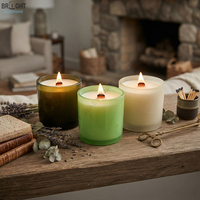 Vente en gros de pots à bougies en verre translucide givré de couleur Morandi, pots en verre peints par pulvérisation, porte-bougie parfumé, forme cylindrique