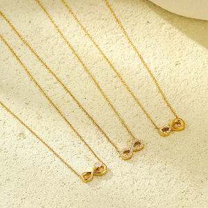 Collier pendentif en forme <span class=keywords><strong>de</strong></span> cœur infini avec lettre 8 en zircon plaqué or 18 carats en acier inoxydable imperméable à <span class=keywords><strong>l</strong></span>'eau pour cadeau - Product Image 1