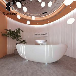 Mostrador de Recepción Semicircular de Fibra de Vidrio para Salón de Belleza, Estilo Personalizado, Fabricante, para Spa Médico y Estético - Product Image 2