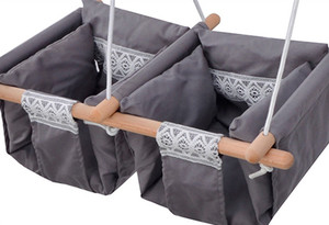 Columpio basculante para niños pequeños de interior y exterior, silla de madera para bebé, asiento de columpio de encaje, lona para gemelos - Product Image 2