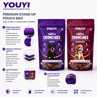 Sacs pour aliments pour animaux de compagnie, pochettes verticales, finition mate, qualité alimentaire, étanches à l'humidité, refermables avec fermeture éclair, fenêtre transparente, impression personnalisée, 0,5 kg, 1 kg, 2 kg
