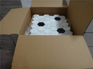 Hexagon Mix <strong>Mosaic</strong> Bathroom Cheap Indoor White Marble <strong>Mosaic</strong> <strong>Tile</strong> and Black - Product Image 5