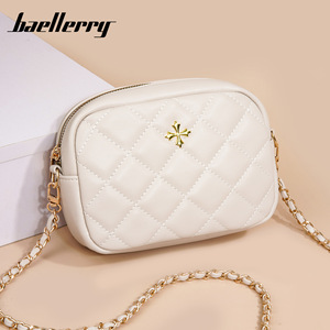 Baellerry Women's Mini Crossbody Bag White Quilted Chain Shoulder Bag Minimalist Style Everyday Use Summer 2024 - Product Image 1
