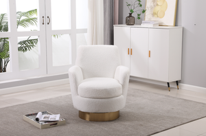 Fauteuil pivotant moderne en fausse fourrure Teddy pour salon et bureau à domicile, chaise de lecture confortable - Product Image 3