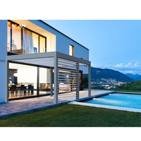 Pergola d'extérieur solaire française murale bioclimatique manuelle étanche au vent en aluminium de haute qualité