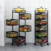 Étagères de cuisine multi-niveaux, supports ronds, chariots, étagère rotative à 360 degrés, étagère de rangement en métal pour fruits et légumes pour la maison