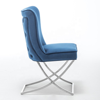 Chaises Chesterfield modernes pour chambre d'hôtel, restaurant, chaise de salle à manger en velours bleu marine capitonnée avec pieds en métal doré, Sillas De Comedor
