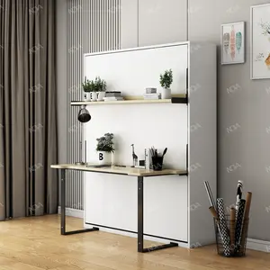 NOVA Meubles classiques en mélamine Chambre à coucher de taille Queen Size Pleine grandeur <span class=keywords><strong>Lit</strong></span> <span class=keywords><strong>mural</strong></span> <span class=keywords><strong>mural</strong></span> pliable <span class=keywords><strong>intégré</strong></span> blanc <span class=keywords><strong>avec</strong></span> <span class=keywords><strong>bureau</strong></span> - Product Image 2
