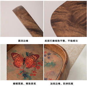 Plateau à thé en bois pour la maison, plateau de rangement en bois de noyer noir d'Amérique du Sud, plateau de préparation à sec en bois de style chinois pour une personne. - Product Image 6