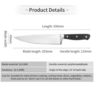 الأكثر مبيعًا في المخزون سكين طاه 8 بوصة احترافية سكين مطبخ ياباني مقبض من الفولاذ المقاوم للصدأ - Product Image 5