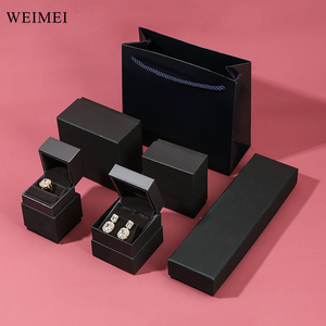 Eco-Friendly Custom Logo Black Paper and Velvet Jewelry <b>Box</b> for Ring <b>Earring</b> Necklace Bracelet Wedding <b>Gift</b> Packaging - Product Image 1