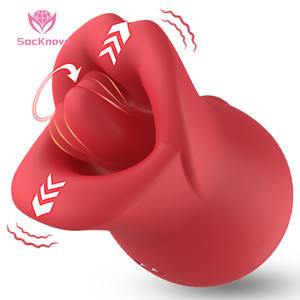 SacKnove Mujeres Silicona 10 Velocidad Morder Columpio Realista Adulto Oral Labios calientes Lamiendo Vibrador Rosa Lengua Boca Juguete sexual - Product Image 1