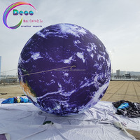 Décoration de fête thème espace planète gonflable, terre gonflable lune neuf planètes modèle led suspendu