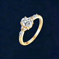 Bague ovale en moissanite tendance style Ins, en argent sterling S925, personnalisée, incrustée, pour mariage et fiançailles