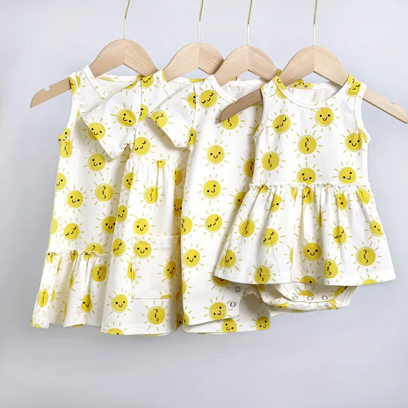 Hight Quality cotton dress for baby wear sleeveless pattern girls clothes Wholesale dresses New Design