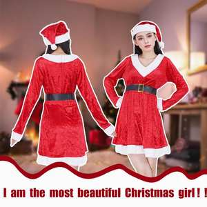 Disfraz de Santa Claus de Peluche de Lujo, Fabricante Directo, Atuendo Festivo, Vestido Elegante <span class=keywords><strong>para</strong></span> Fiesta, Disfraz Navideño <span class=keywords><strong>para</strong></span> Mujer - Product Image 2
