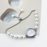 Montre à quartz pour femme avec petit cadran rond, bracelet élégant en perles, montre-bracelet pour femmes, Reloj Mujer
