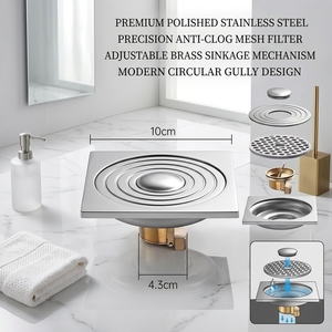 Siphon <span class=keywords><strong>de</strong></span> <span class=keywords><strong>sol</strong></span> moderne en acier inoxydable poli pour salle <span class=keywords><strong>de</strong></span> bain, drain <span class=keywords><strong>de</strong></span> douche écologique à grande surface <span class=keywords><strong>de</strong></span> drainage pour salle <span class=keywords><strong>de</strong></span> bain - Product Image 2