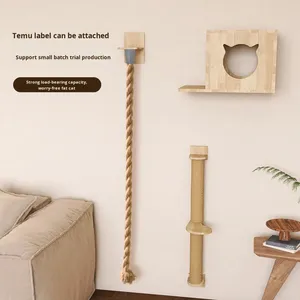 Casa para Gatos de Madera de Pino para Montar en la Pared, Estilo Nórdico, con Poste Rascador Integrado, Bonita y que Ahorra Espacio - Product Image 2
