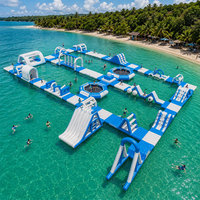 Parc aquatique gonflable commercial à eau libre, avec plusieurs combinaisons de jeux sportifs