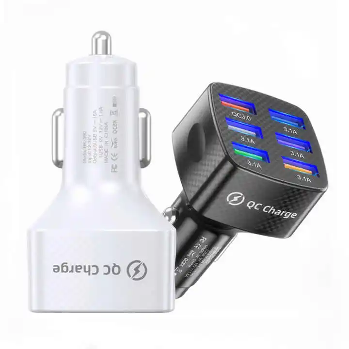 อะแดปเตอร์ชาร์จไฟในรถยนต์6พอร์ต USB หลายพอร์ต15A 75W 3.1A ที่ชาร์จโทรศัพท์ในรถยนต์อย่างรวดเร็ว USB QC 3.0