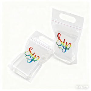 Tùy chỉnh Reclosable Frosted tự đứng <span class=keywords><strong>Ziplock</strong></span> nước trái cây nước giải khát đóng gói chất lỏng Túi uống túi với ống hút - Product Image 6
