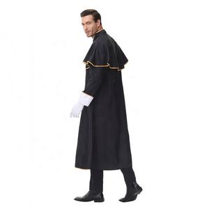 Costume de Prêtre <span class=keywords><strong>Noble</strong></span> Noir Fantaisie 2026 pour <span class=keywords><strong>Homme</strong></span> – Robe de Pasteur Religieux pour Fête d'Halloween – Tenue Médiévale Adulte - Product Image 4