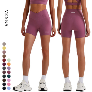 Pantalon de jogging taille haute croisée pour femme, <span class=keywords><strong>couleur</strong></span> unie, effet seconde peau, design sans couture sur les hanches, séchage rapide, respirant, pour fitness et yoga - Product Image 1