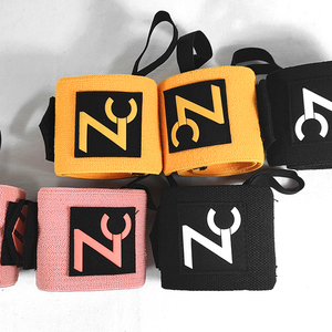 2022 ikat pergelangan tangan latihan silang Logo kustom kebugaran angkat beban bungkus pergelangan tangan Gym hitam crossfit kain Gelang - Product Image 5