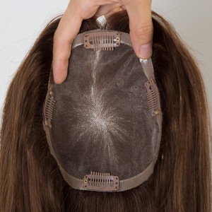Vierge européenne Remy cheveux toupet <span class=keywords><strong>Lexa</strong></span> Balayage couleur densité de lumière Toppers cheveux humains plein volume cheveux Toppers pour les femmes - Product Image 5