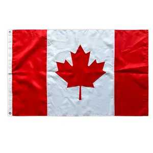 Entrega rápida sem MOQ 100% poliéster ao ar livre voando torcendo bandeira do Canadá