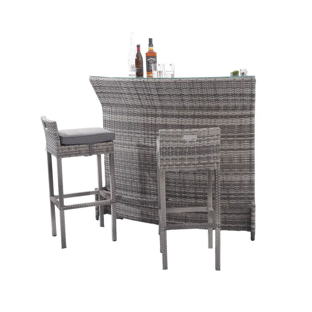 Mia Home Bar Furniture Wicker Furniture Outdoor Rattan Bar Chairs Stools and Table