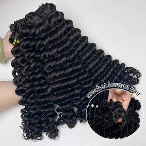 Extensions de cheveux humains en crochet sans nœuds à ondulation profonde, pré-divisées, en vrac pour le tressage, 100g/lot, tresses bohèmes invisibles - Product Image 1