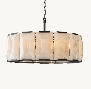 Sunwe Led Rectangle Modern Luxury Marble Lighting Bronze 31 Harlow Calcite Round Chandelier