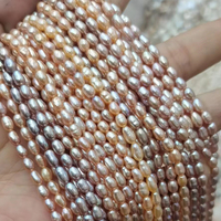 Perles d'eau douce naturelles blanches en vrac, perles de riz de petite taille 3-4mm, grade AA, fort lustre, trou percé, troisième qualité