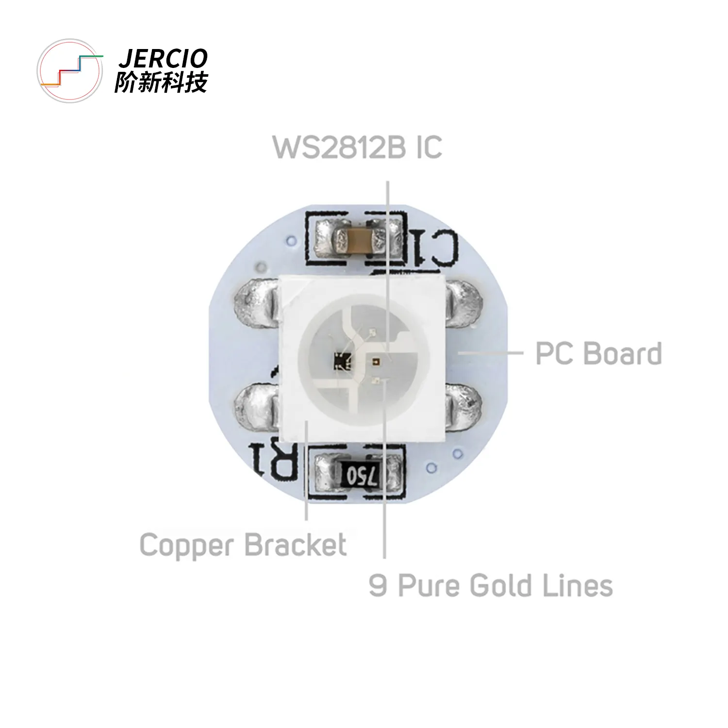 Jercio DC5V WS2812B LED Chip with Heatsink Board WS2811 IC 5050 SMD RGB LED SK6812 RGBW Black White PCB