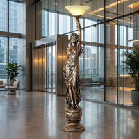 Lampe Statue de Déesse Classique en Bronze - Sculpture d'Art Fine Faite à la Main par Coulée à la Cire Perdus, Sculpture en Bronze