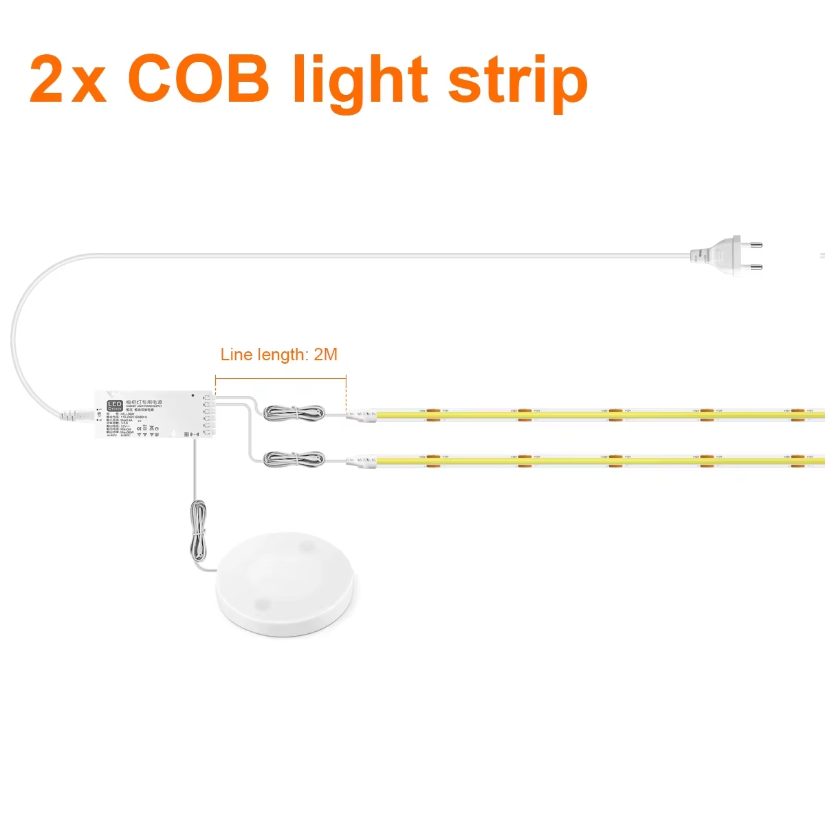 2 bandes LED lumière chaude + alimentation