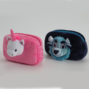 Étui à crayons en peluche mignon avec tête de <span class=keywords><strong>licorne</strong></span> et de monstre en <span class=keywords><strong>3D</strong></span> |   Pochette zippée douce et moelleuse pour la papeterie et les cadeaux pour enfants, vente en gros - Product Image 1
