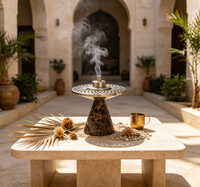 Brûleur d'encens en marbre naturel pour Bakhoor artisanal, brûleur de pierre pour la décoration intérieure, Ramadan, Majlis, Mabkhara pour le Yoga et le SPA