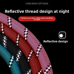 Venta caliente nuevo estilo de nylon reflectante cuerda redonda correa de perro de alta resistencia y gancho giratorio de 360 ° para caminar correr entrenamiento - Product Image 3
