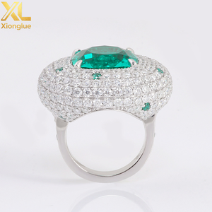 Luxury Unisex Full Moissanite Diamond Hip Hop <b>Rings</b> 10K Gold 18K Gold Plated <b>Emerald</b> <b>Man</b> Made Diamond <b>Ring</b> - Product Image 1